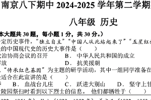 江苏省南京市部分学校2024-2025学年八年级下学期期中历史试卷（含答案）