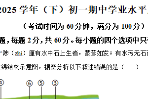 江苏省南通市通州区2024-2025学年七年级下学期期中生物试题（含解析）