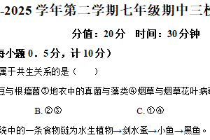 江苏省盐城经济技术开发区三校联考2024-2025学年七年级下学期期中生物试题（含解析）