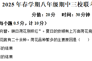 江苏省盐城市射阳县联考2024-2025学年八年级下学期期中生物试题（含解析）