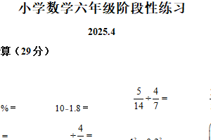 2024-2025学年江苏省南京市江宁区苏教版六年级下册期中测试数学试卷（含解析）