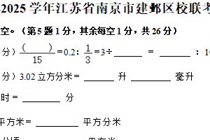 江苏省南京市建邺区江东门小学等校联考2024-2025学年六年级下学期期中数学试题（含解析）