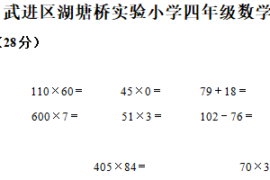 2024-2025学年江苏省常州市武进区湖塘桥实验小学苏教版四年级下册期中考试数学试卷（含解析）