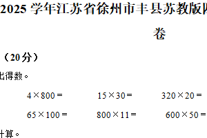 2024-2025学年江苏省徐州市丰县苏教版四年级下册期中考试数学试卷（含解析）
