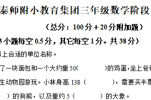2024-2025学年江苏省泰州市海陵区泰州师范学校附属小学教育集团苏教版三年级下册期中考试数学试卷（含解析）