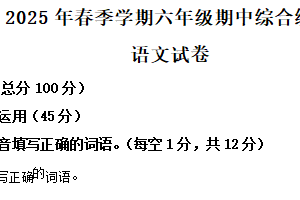2024-2025学年江苏省宿迁市宿城区统编版六年级下册期中考试语文试卷（含解析）