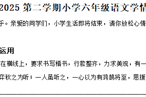2024-2025学年江苏省徐州市云龙区统编版六年级下册期中考试语文试卷（含解析）