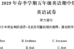 2024-2025学年江苏省宿迁市宿城区译林版（三起）（2012）五年级下册4月期中测试英语试卷（含解析）