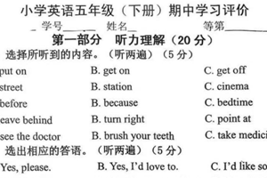 江苏省常州市武进区2024-2025学年五年级下学期期中英语试题（含答案）