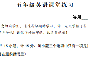 江苏省盐城市盐都区二小集团2024-2025学年五年级下学期4月期中英语试题（含答案）