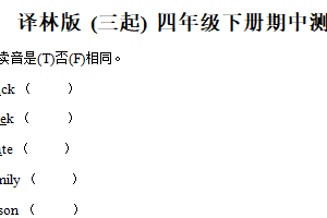 2024-2025学年江苏省宿迁市经开区译林版（三起）四年级下册期中测试英语试卷（含解析）