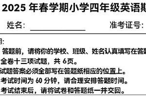 江苏省盐城市亭湖区2024-2025学年四年级下学期期中英语试题（含答案）