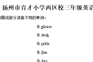 2024-2025学年江苏省扬州市育才小学西区校译林版（三起）（2024）三年级下册期中测试英语试卷（含解析）