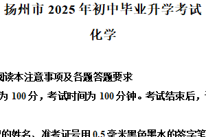 2025年江苏省扬州市中考化学真题（含解析）