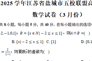 2024-2025学年江苏省盐城市五校联盟高三（下）月考数学试卷（3月份）（含答案）