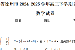 江苏省徐州市2024-2025学年高三下学期2月调研测试数学试卷（含解析）