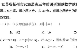 江苏省扬州市2025届高三考前调研测试数学试题（含答案）