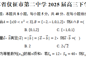 江苏省扬州市仪征市第二中学2025届高三下学期第一次月考数学试卷（含答案）