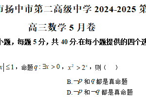 江苏省镇江市扬中市第二高级中学2024-2025学年高三下学期5月适应性练习数学试题（含答案）