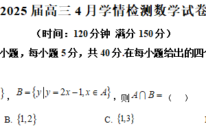 江苏省常州市新桥高级中学2024-2025学年高三下学期4月学情检测数学试卷（含解析）