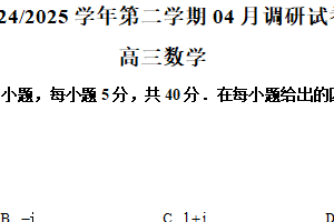 江苏省南京市金陵中学2024-2025学年高三下学期4月调研数学试题（含解析）