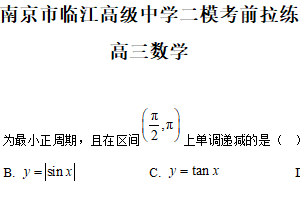 江苏省南京市临江高级中学2025届高三下学期二模考前拉练数学试题（含解析）