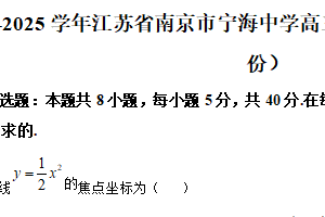 江苏省南京市宁海中学2024-2025学年高三下学期期初考试数学试卷（2月份）（含解析）