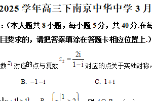 江苏省南京市中华中学2024-2025学年高三下学期第一次模拟前考试数学试题（含解析）