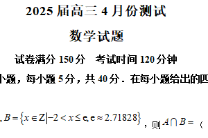 江苏省南通市海安高级中学、宿迁中学2025届高三下学期4月月考数学试题（含解析）