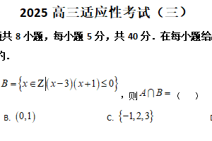 江苏省南通市如皋市2025届高三下学期适应性考试（三）数学试卷（含解析）