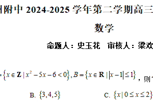 江苏省苏州市南京航空航天大学苏州附属中学2025届高三下学期一模适应性练习数学试题（含解析）