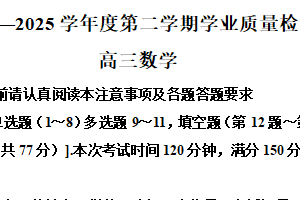 江苏省宿迁市第一高级中学、洋河如东中学2024-2025学年高三下学期教学质量检测（2.5模）数学试卷（含解析）