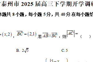 江苏省泰州市2024-2025学年高三下学期开学调研测试数学试题（含解析）