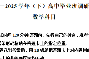 江苏省盐城市滨海中学2024-2025学年高三下学期毕业班调研考试数学试题（含解析）