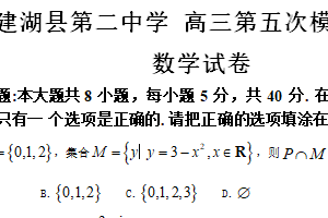 江苏省盐城市建湖县第二中学2025届高三第五次模拟测试数学试题（含答案）