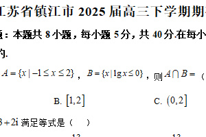 江苏省镇江市2025届高三下学期期初考试数学试题（含解析）