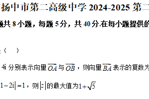 江苏省镇江市扬中市第二高级中学2024-2025学年高三下学期期初数学试题（含解析）