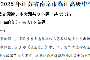 2025届江苏省南京市临江高级中学高三一模拉练考试语文试题（含解析）