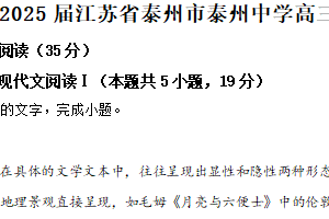 2025届江苏省泰州市泰州中学高三四模语文试题（含解析）