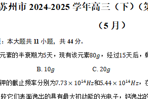 江苏省苏州市2024-2025学年高三（下）（第三次）模拟考试物理试卷（5月）（含解析）