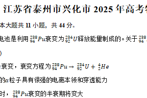 江苏省泰州市兴化市2025年高考物理模拟试卷（含答案）
