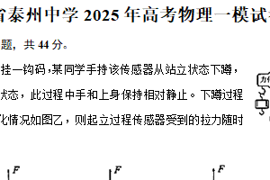 江苏省泰州中学2025年高考物理一模试卷（含解析）
