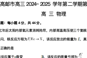江苏省扬州市高邮市2024-2025学年高三下学期第一次联考物理试卷（无答案）