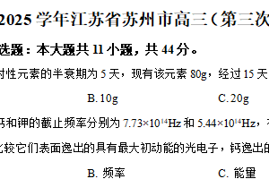2025届江苏省苏州市高三下学期5月（第三次）模拟考试物理试卷（含解析）