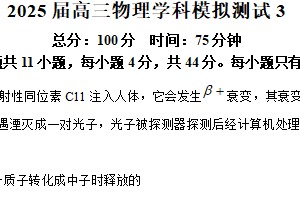 2025届江苏省盐城市省射阳中学高三下学期模拟预测物理试题3（含解析）