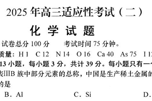 江苏省南通市如皋市2024-2025学年高三下学期适应性考试（二） 化学试题（含答案）