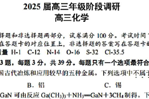 江苏省苏州中学、海门中学、姜堰中学、淮阴中学等四校2024-2025学年高三下学期2月开学联考（阶段调研）化学试题（含答案）
