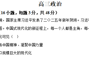 江苏省苏州市第五中学校2024-2025学年高三下学期4月月考政治试题（含解析）