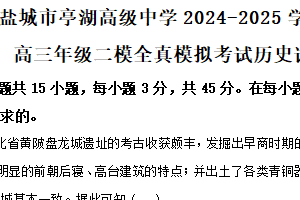2025届江苏省盐城市亭湖高级中学高三（二模）历史全真模拟试题（含解析）