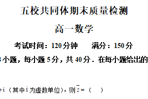 江苏省南京市五校共同体2024-2025学年高一下学期期末质量检测数学试题（含解析）